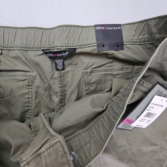 Intro ❤️The Fit Felicia Straight Leg Cargo Pants Women's Size 22W Green NWT L290 - Picture 7 of 8
